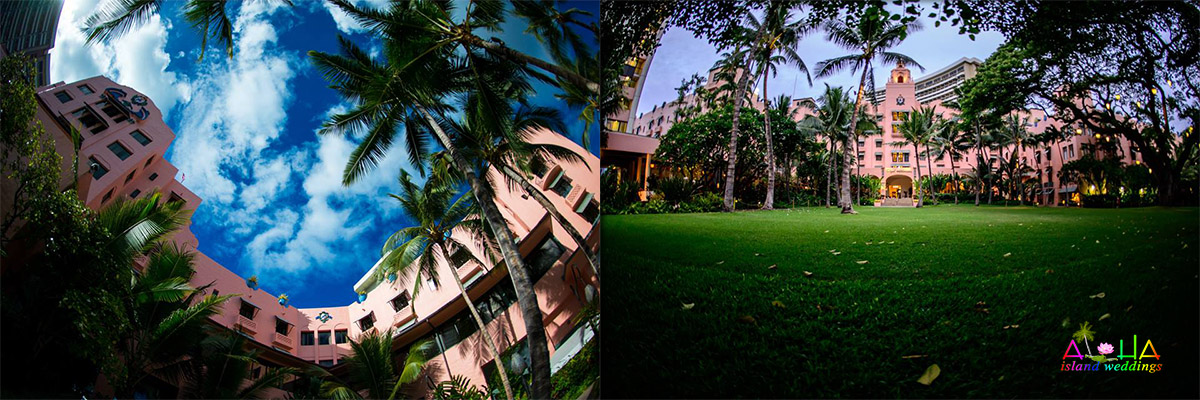 royal Hawaiian hotel wide angle view